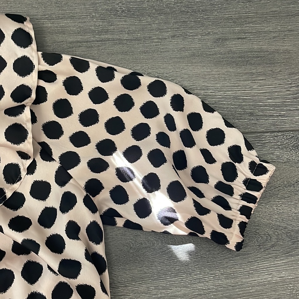 Mango Black and White Polka Dot One-Shoulder Crop Top - Picture 7 of 10